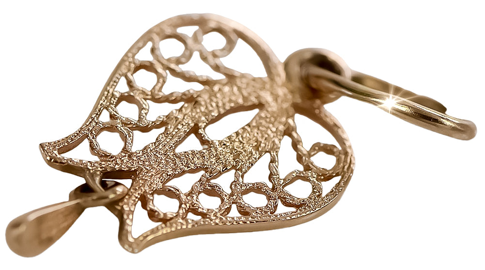 Vintage rose pink 14k 585 gold Vintage leaf pendant vpn025