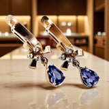 Rose pink 14k 585 gold sapphire earrings vec045 Vintage vec045r-sp