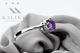 Ring Vintage style Alexandrite Sterling silver 925 vrc366s