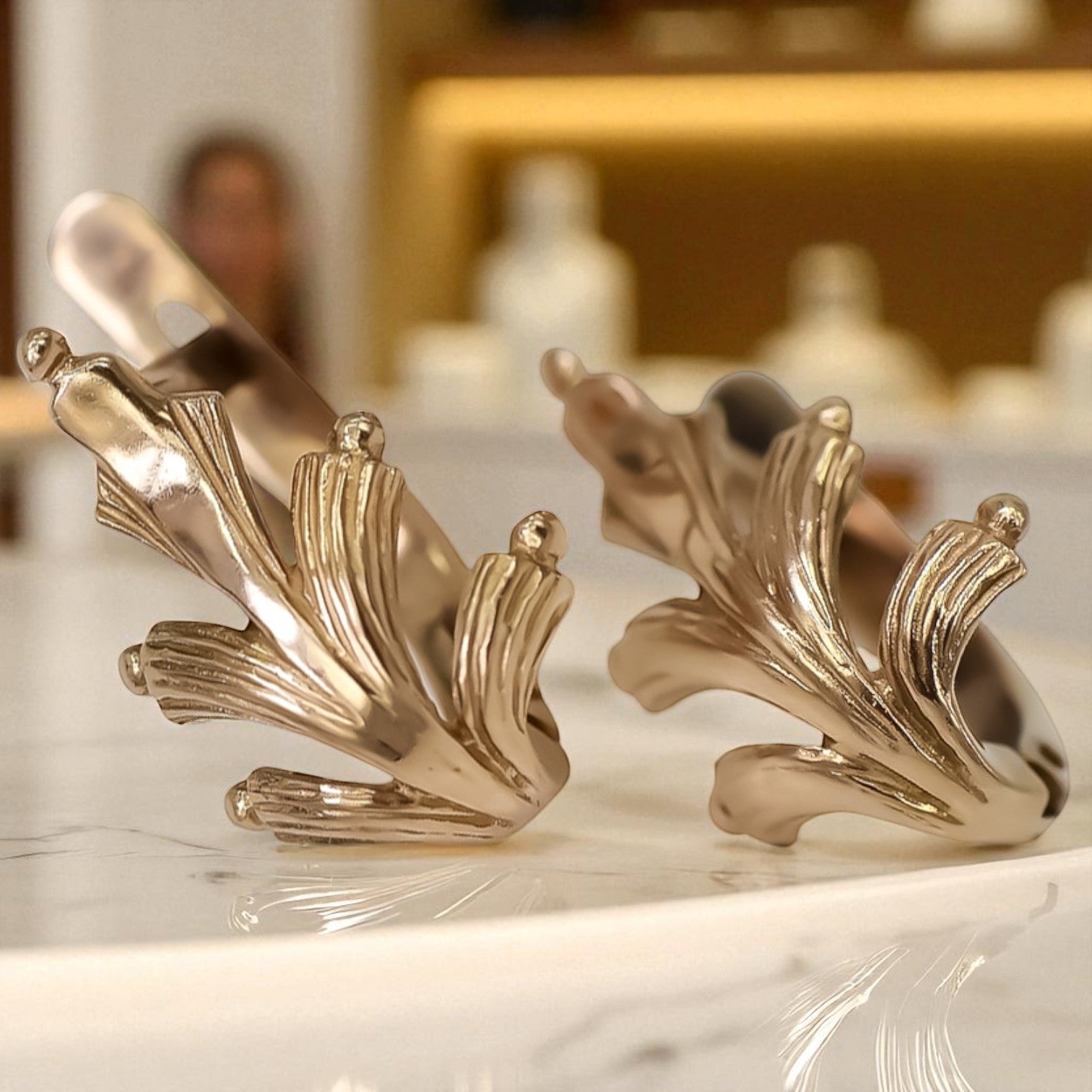 Vintage rose gold leaf earrings 14k 585 Vintage ven139