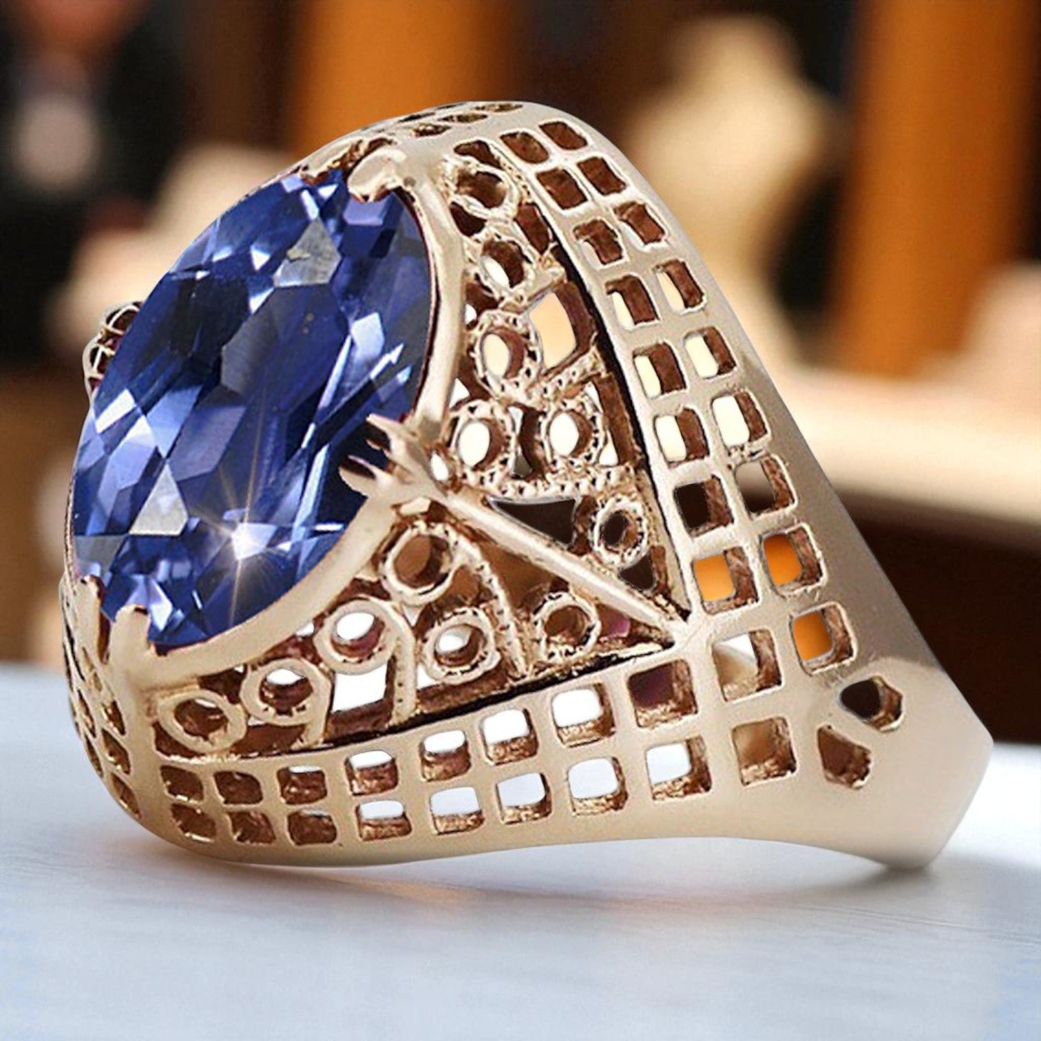 Vintage rose pink 14k gold 585 Alexandrytem ring vrc030 Vintage