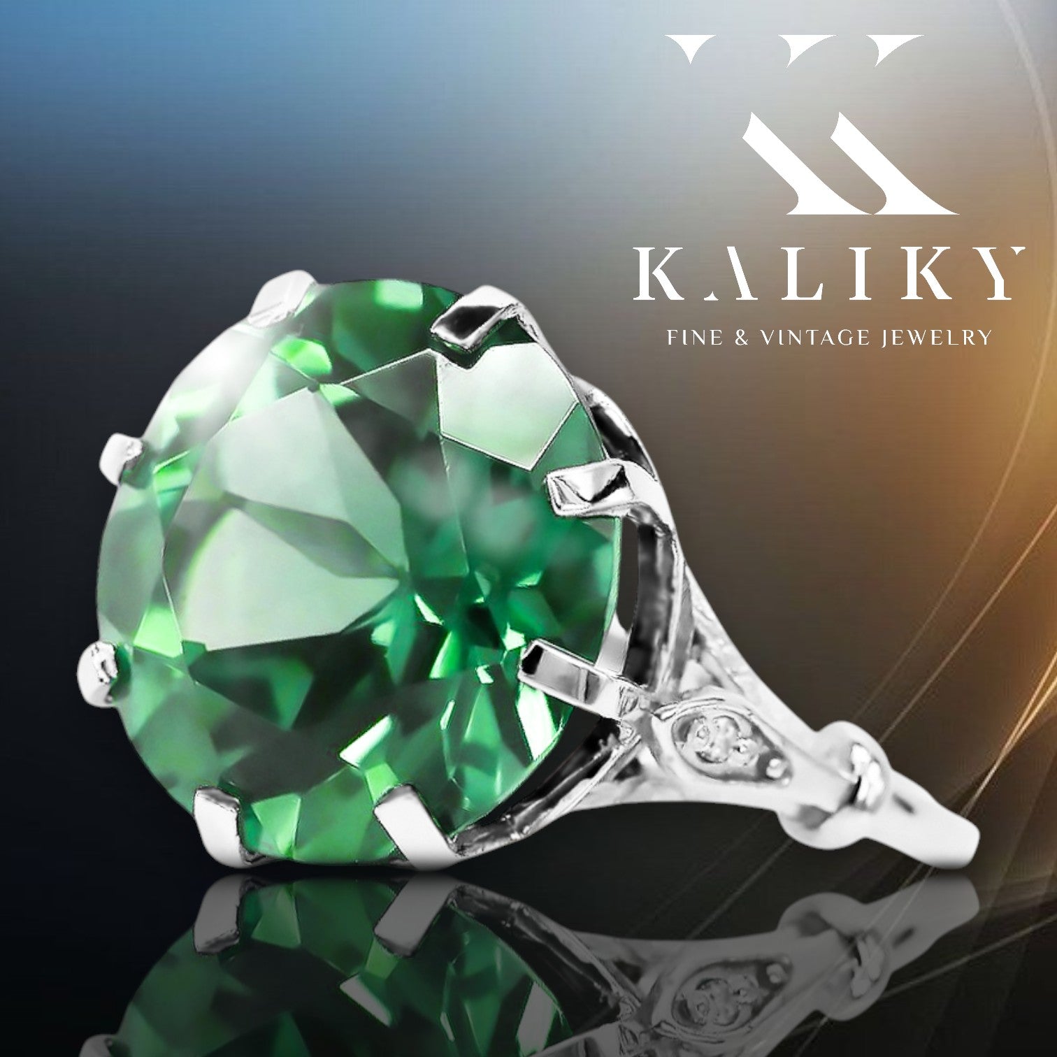 Ring Emerald Sterling silver 925 Vintage craft vrc073s vrc073s-em
