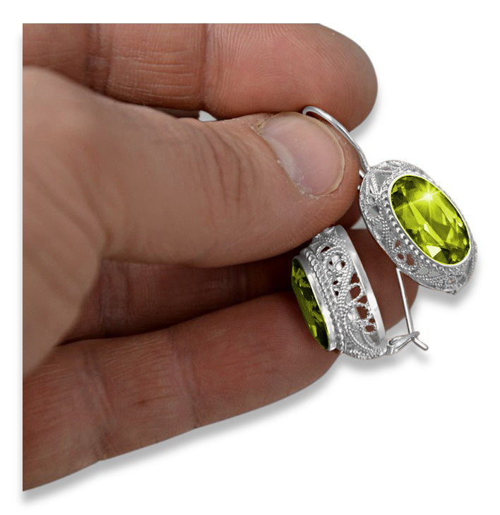 Vintage silver 925 yellow peridot earrings vec023s Russian Soviet style vec023s-yp