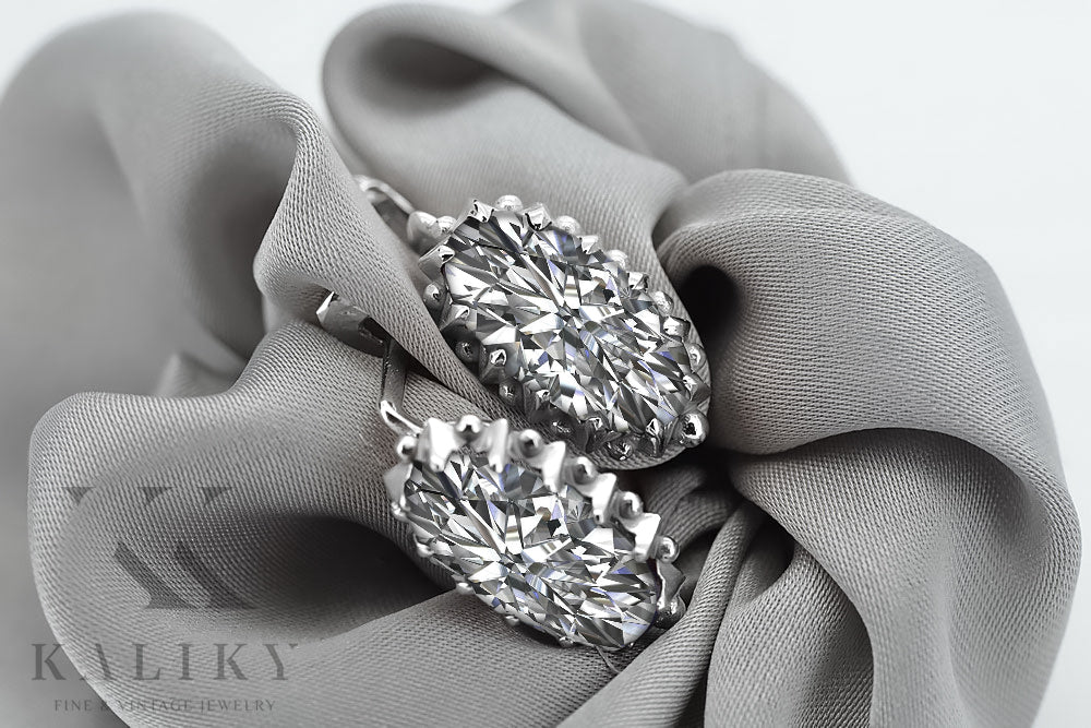 Silver 925 Vintage zircon earrings vec174s vec174s-zi