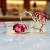 Vintage rose pink 14k 585 gold ruby earrings vec196