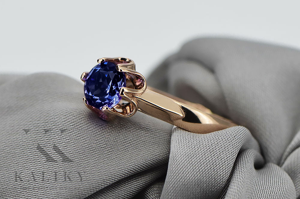 Rose pink 14k gold 585 Sapphire ring vrc122 Vintage