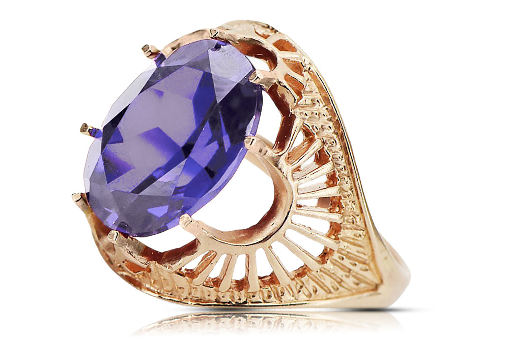 Vintage rose pink 14k gold 585 Alexandrite ring vrc003r Russian Soviet Vintage style vrc003r-ax