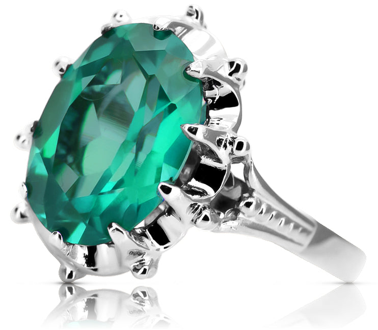 Silver 925 Emerald ring vrc079s Vintage vrc079s-em