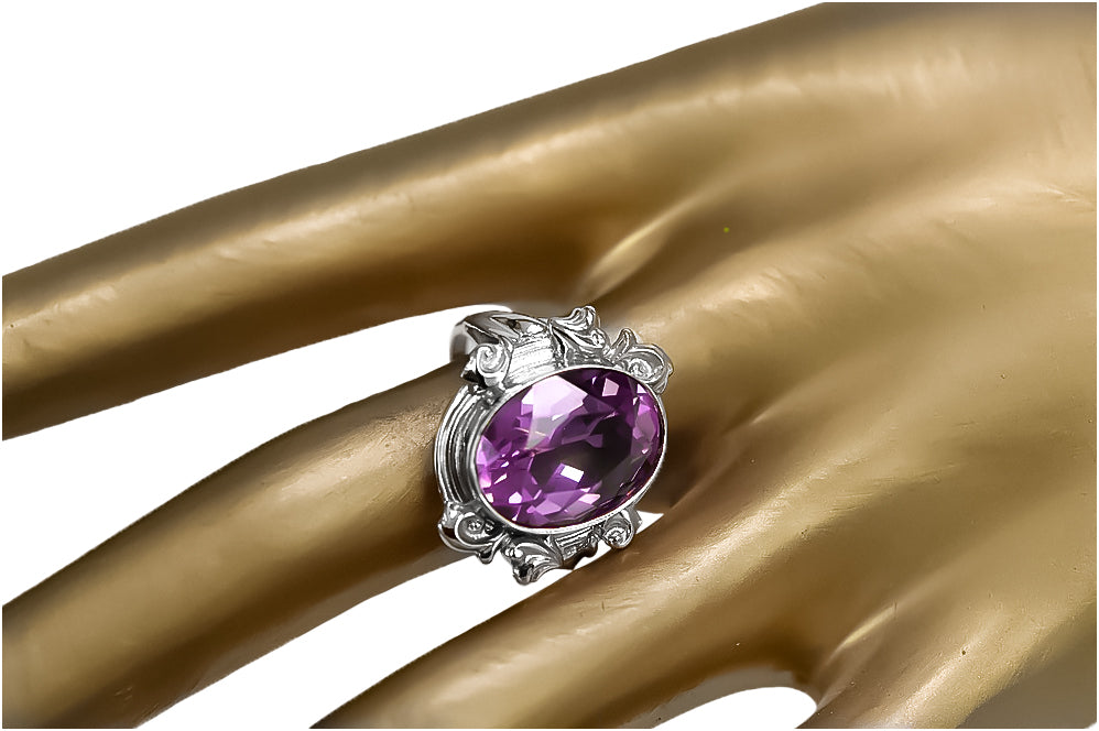 Ring Vintage Jewlery Amethyst Sterling silver 925 vrc100s vrc100s-am