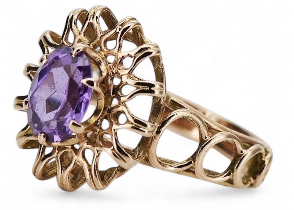 Vintage Rose Gold Ring 14K Alexandrite Ruby Emerald Sapphire Zircon 585 vrc032 vrc032r-ax