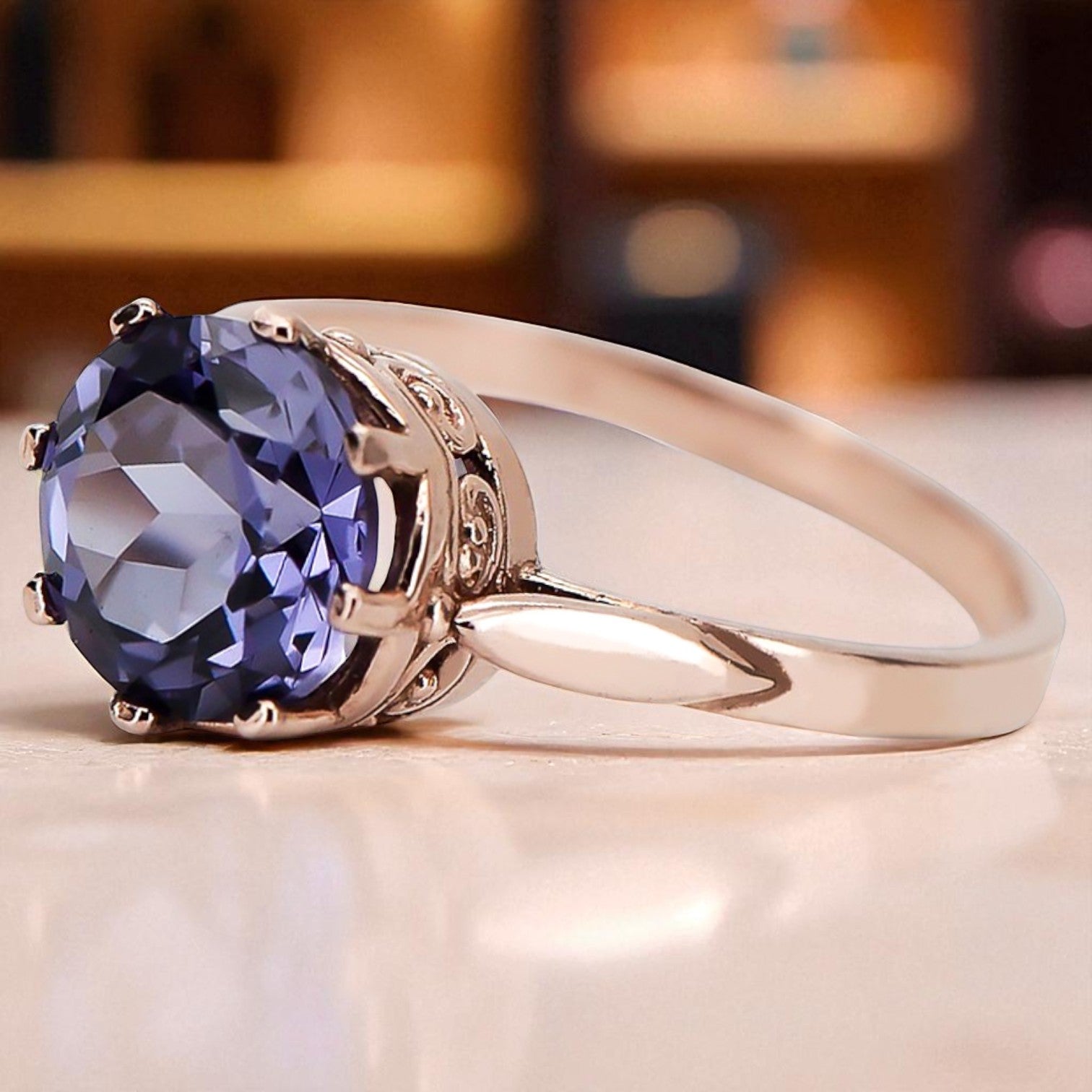 Vintage Jewlery Ring Alexandrite Sterling silver rose gold plated vrc366rp