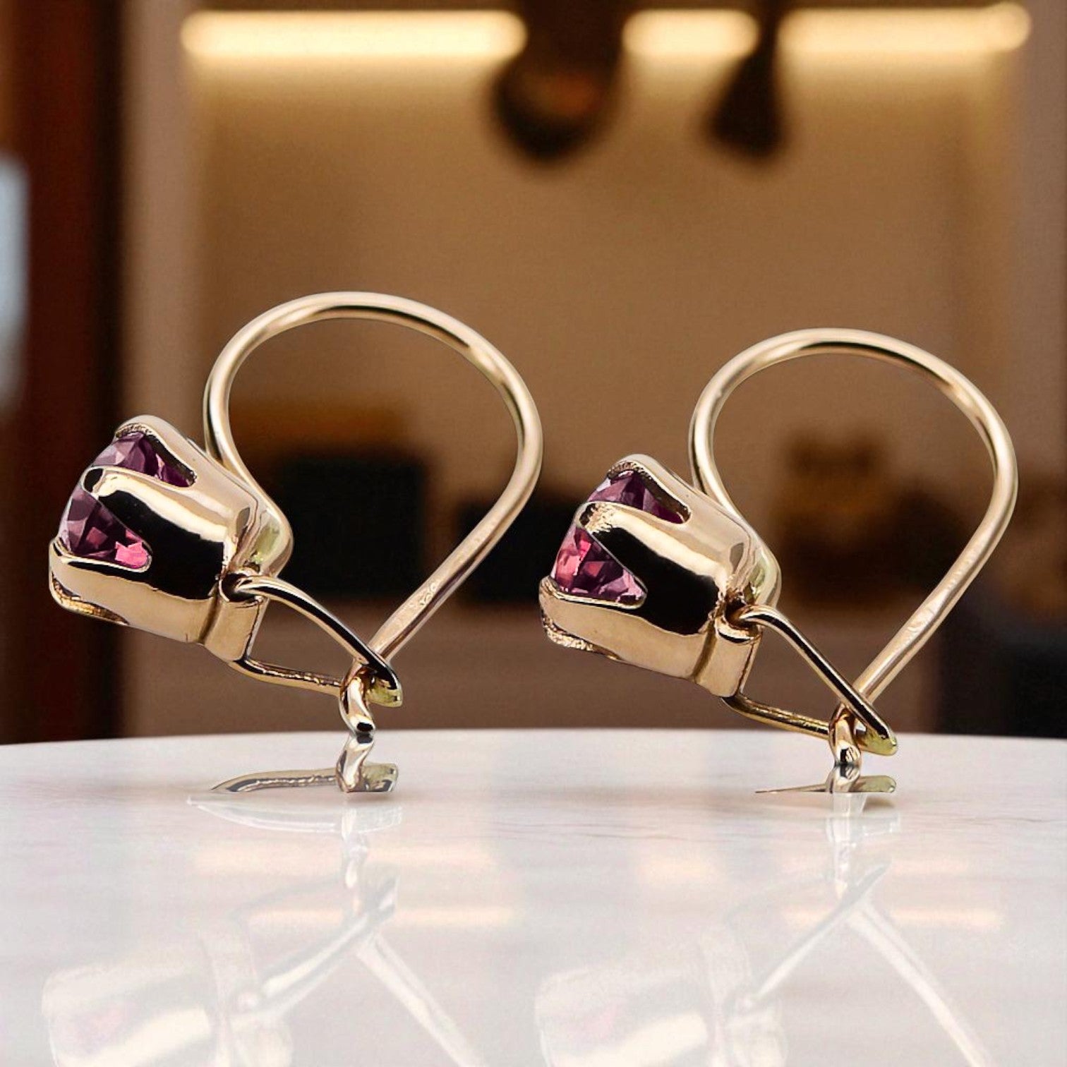 Earrings Vintage Ruby Original Vintage 14K Rose Gold vec056r