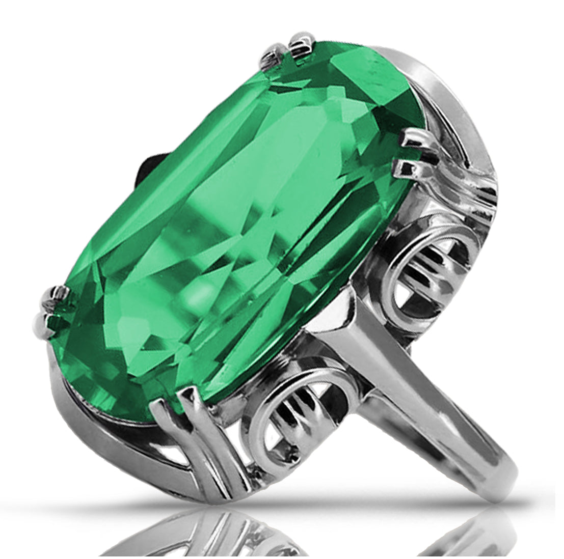 Vintage silver 925 Emerald ring vrc038s Vintage