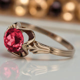 Vintage rose pink 14k gold 585 Ruby ring vrc023 Vintage
