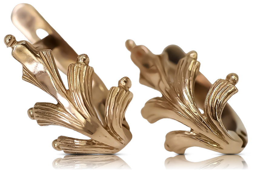 Vintage rose gold leaf earrings 14k 585 Vintage ven139