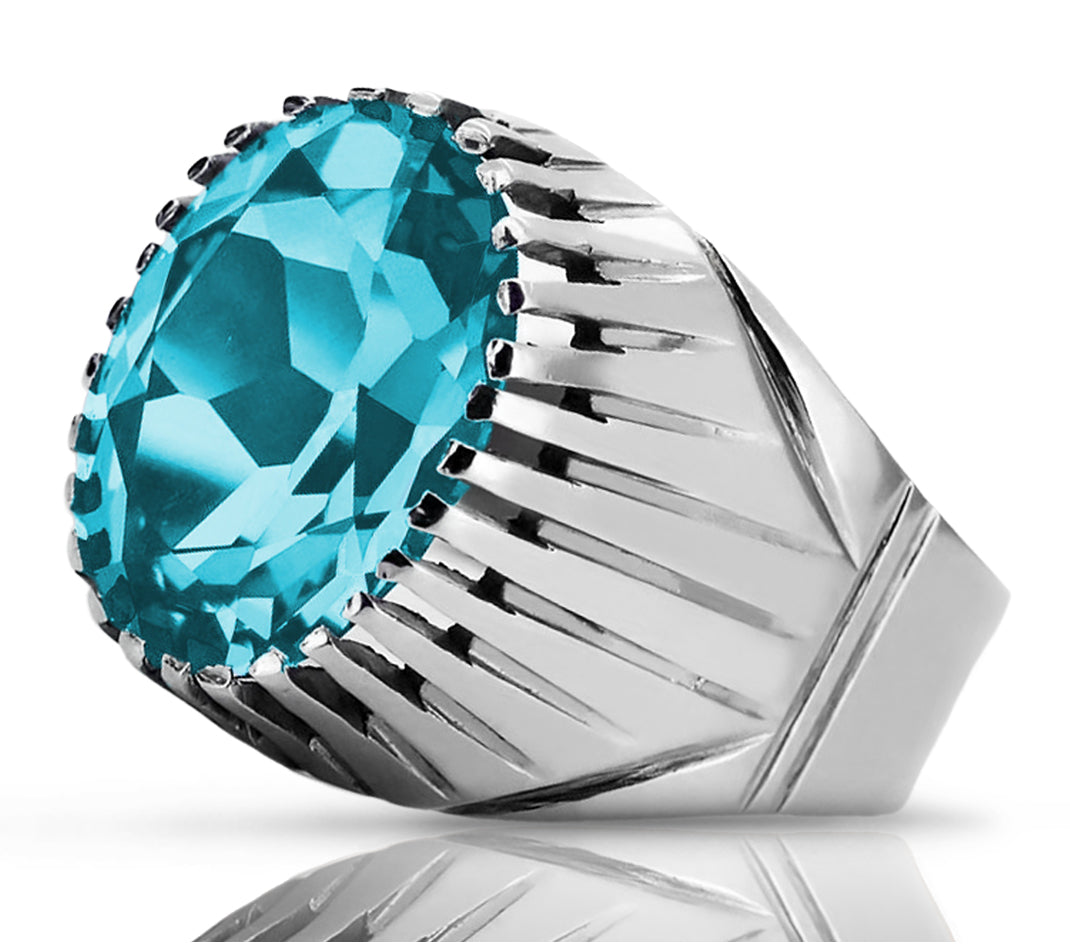 Vintage silver 925 Aquamarine ring vrc048s Vintage Russian Soviet style vrc048s-aq