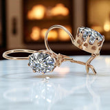 Vintage rose pink 14k 585 gold zircon earrings vec196