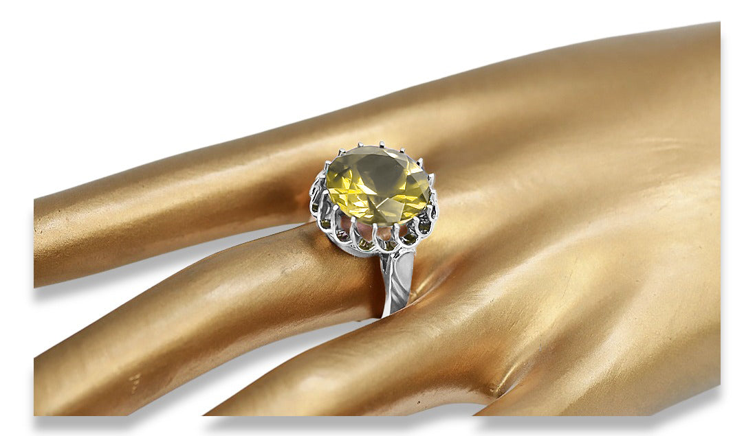 Sterling silver 925 Yellow Peridot Ring Vintage vrc035s vrc035s-yp