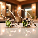 Rose pink 14k 585 gold peridot earrings vec019 Vintage Russian Soviet style vec019r-yp