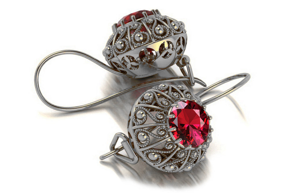 Silver 925 Ruby earrings vec002s Russian Soviet style vec002s-rb