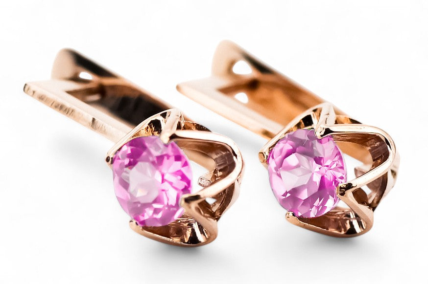 Vintage craft Earrings Amethyst Original Vintage 14K Rose Gold vec005r vec005r-am