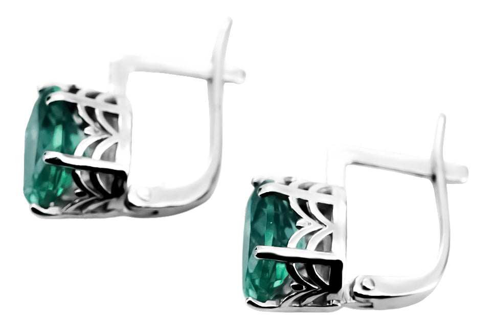 Silver 925 Russian style emerald earrings vec003s Vintage Russian Soviet style vec003s-em