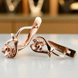 Vintage rose pink 14k 585 gold  Vintage flower earrings ven166