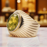 Vintage Jewlery Ring Yellow Peridot Original Vintage 14K Rose Gold vrc127r vrc127r-yp