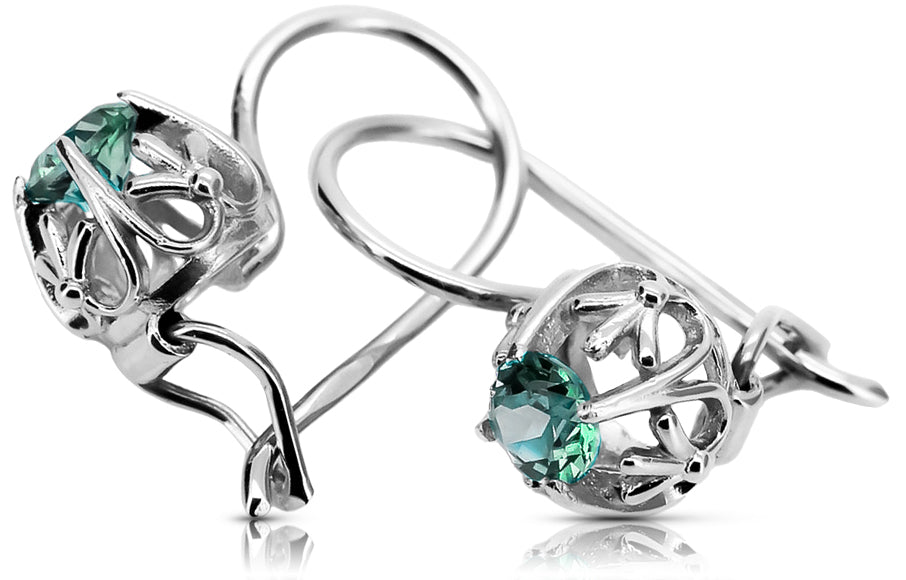 Silver 925 emerald earrings vec145s Vintage vec145s-em
