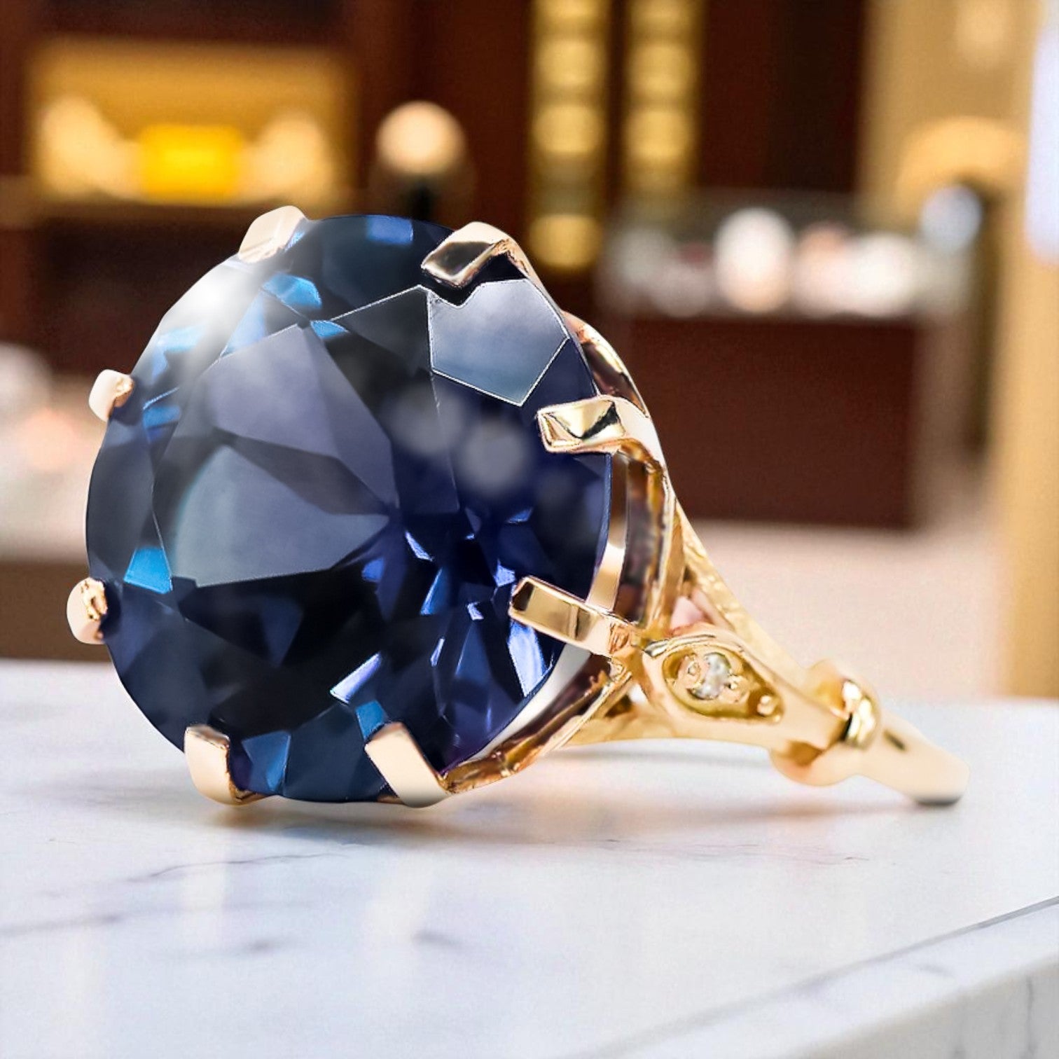 Original Vintage 14K Rose Gold Sapphire Ring Vintage Jewlery vrc073r
