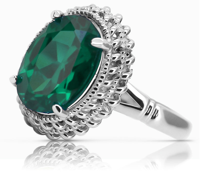 Vintage silver 925 Emerald ring vrc068s Vintage vrc068s-em