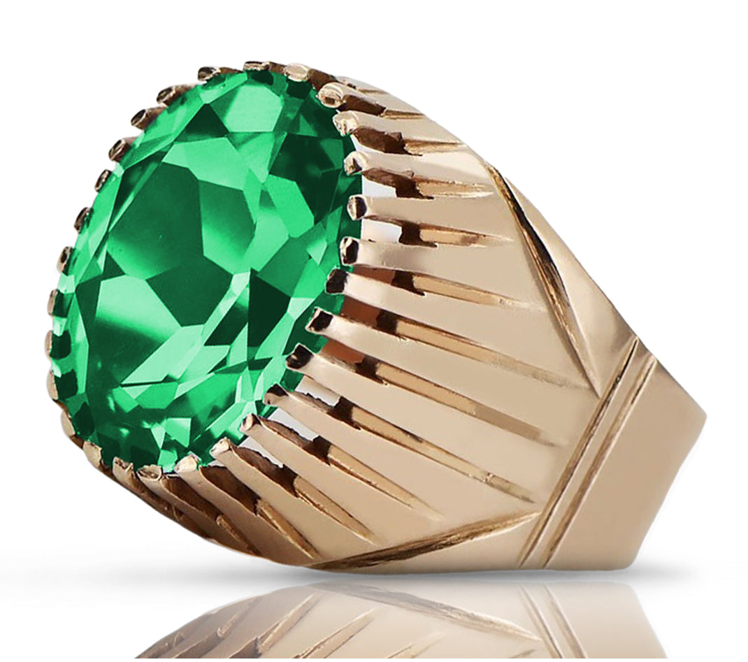 Rose pink 14k gold 585 Emerald ring vrc048 Vintage Russian Soviet style vrc048r-em