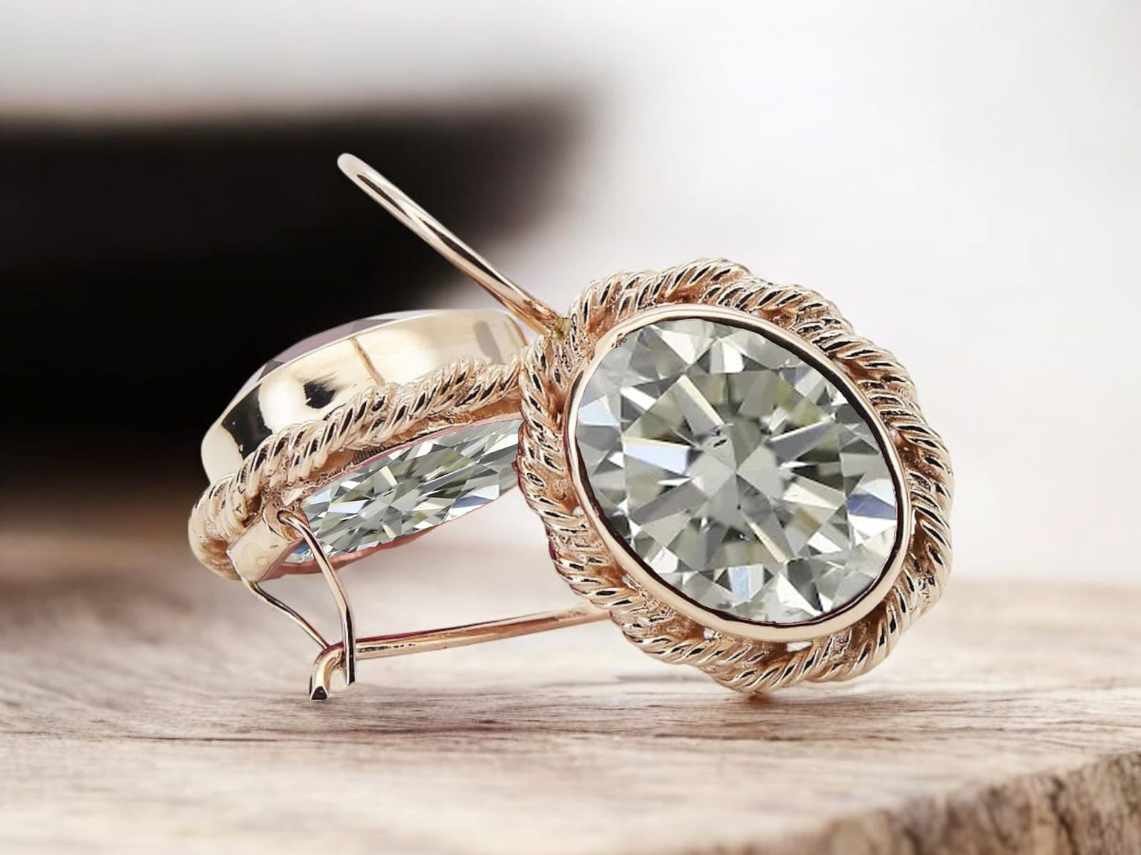 Zircon Original Vintage 14K Rose Gold Earrings Vintage vec007r