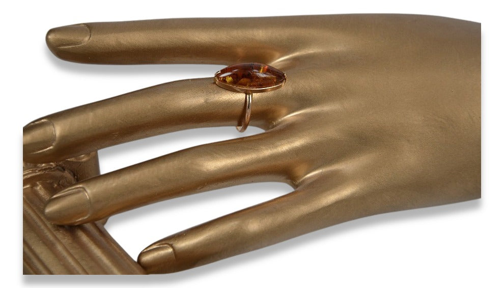 Vintage rose 14k 585 gold amber ring vrab002