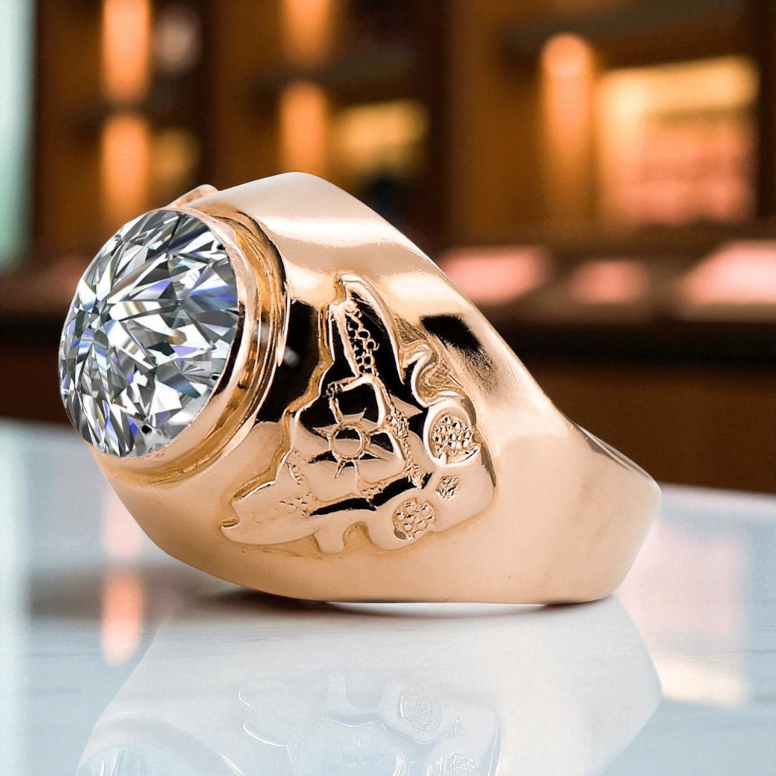 Ring Vintage Jewlery Zircon Original Vintage 14K Rose Gold vrc078r vrc078r-zi