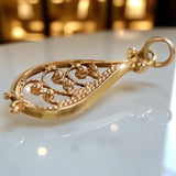 Vintage rose pink 14k 585 gold  Vintage fish pendant vpn063