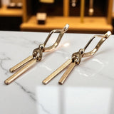 Vintage rose pink 14k 585 gold Vintage Hanging earrings ven234