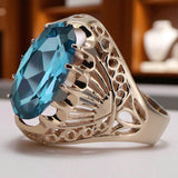 Vintage rose pink 14k gold 585 Aquamarine ring vrc020 Vintage