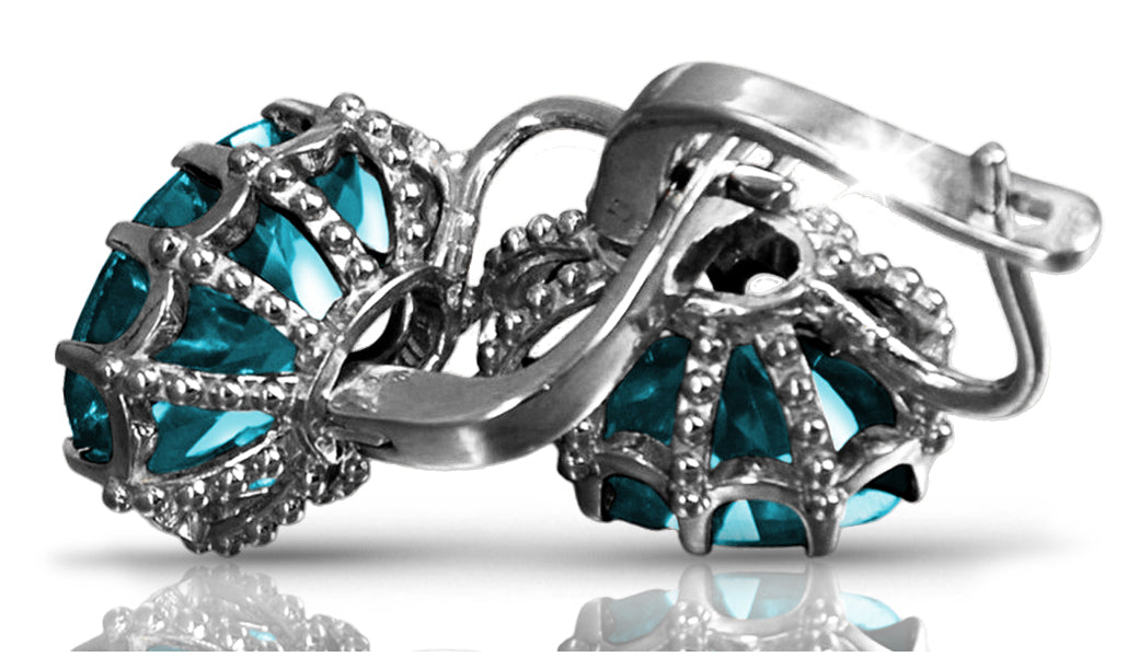 Vintage 925 Silver aquamarine earrings vec079s Vintage vec079s-aq