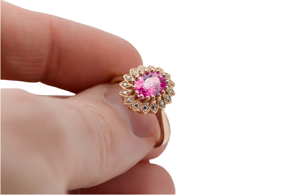 Vintage Jewlery Ring Amethyst Original Vintage 14K Rose Gold crc012r crc012r-am