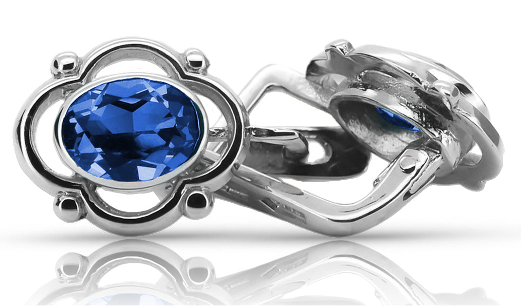 Vintage 925 Silver sapphire earrings vec033s Russian Soviet style vec033s-sp