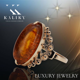 Rose pink 14k 585 gold amber ring vrab037 Russian Soviet jewelry style