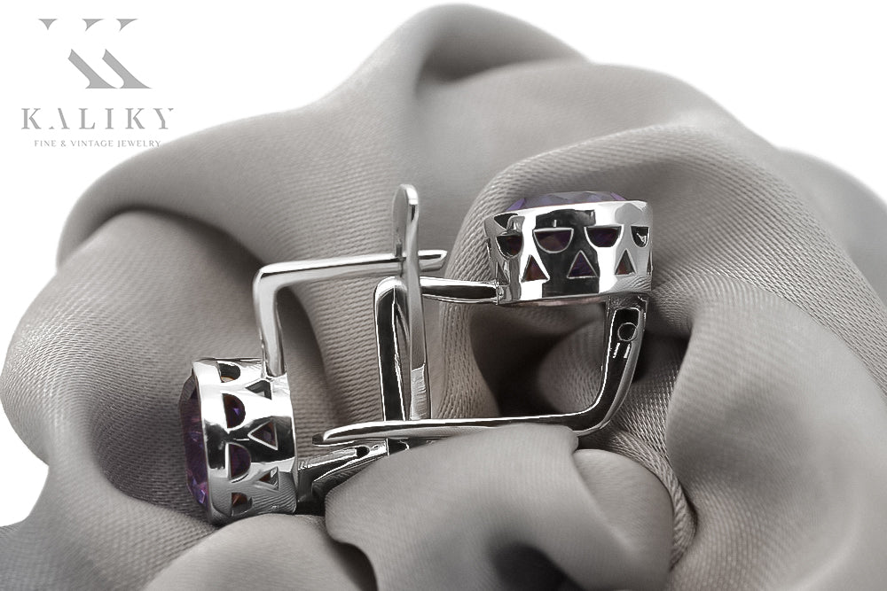 Vintage 925 Silver Alexandrite earrings vec107s vec107s-ax