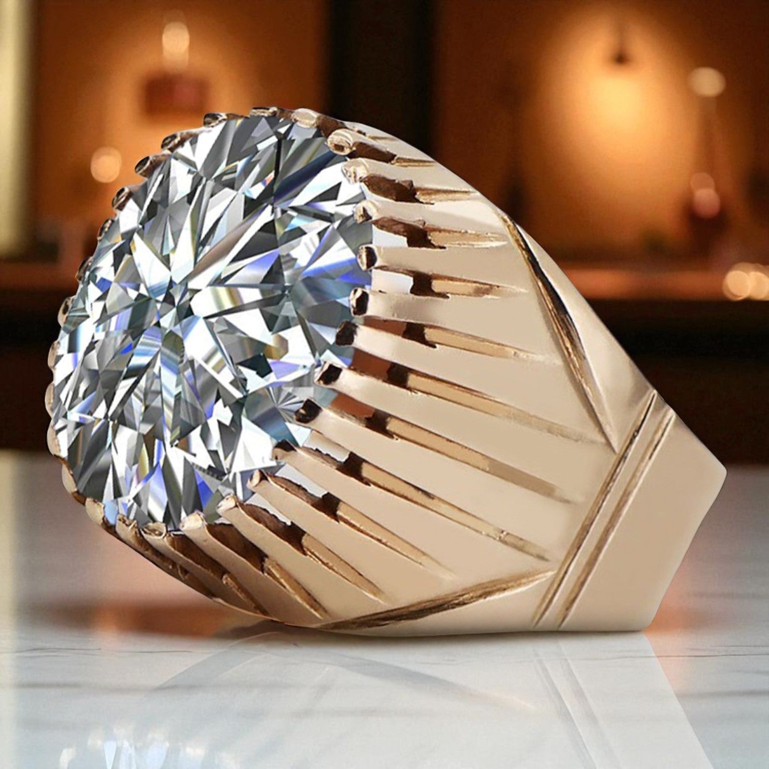 Silver 925 Rose Gold Plated Zircon Ring vrc048rp Russian Soviet Vintage jewelry style