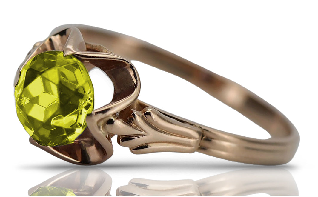 Vintage rose pink 14k gold 585 Peridot ring vrc023 Vintage