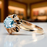 Vintage Ring Aquamarine Original Vintage 14K Rose Gold vrc004r