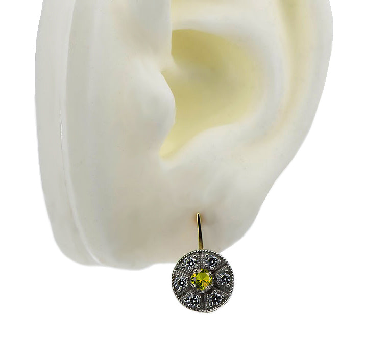 Vintage yellow 14k 585 gold peridot earrings vec161yw Vintage vec161yw-yp