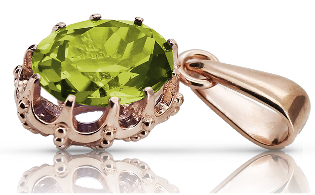 Pendant Yellow Peridot Original Vintage 14K Rose Gold Vintage craft vpc008r