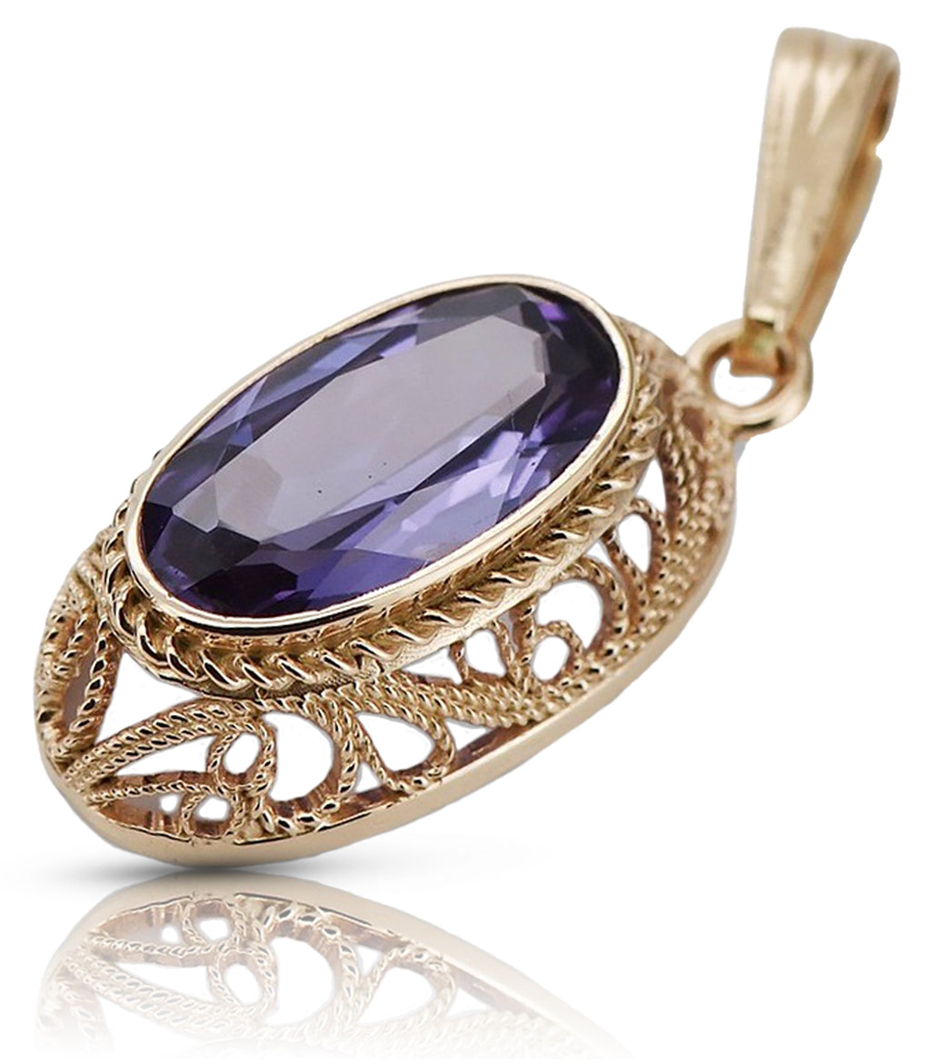 Vintage rose 14k 585 gold alexandrite pendant vpc014 Vintage
