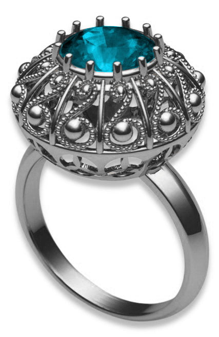 Vintage silver 925 Aquamarine ring vrc059s Vintage